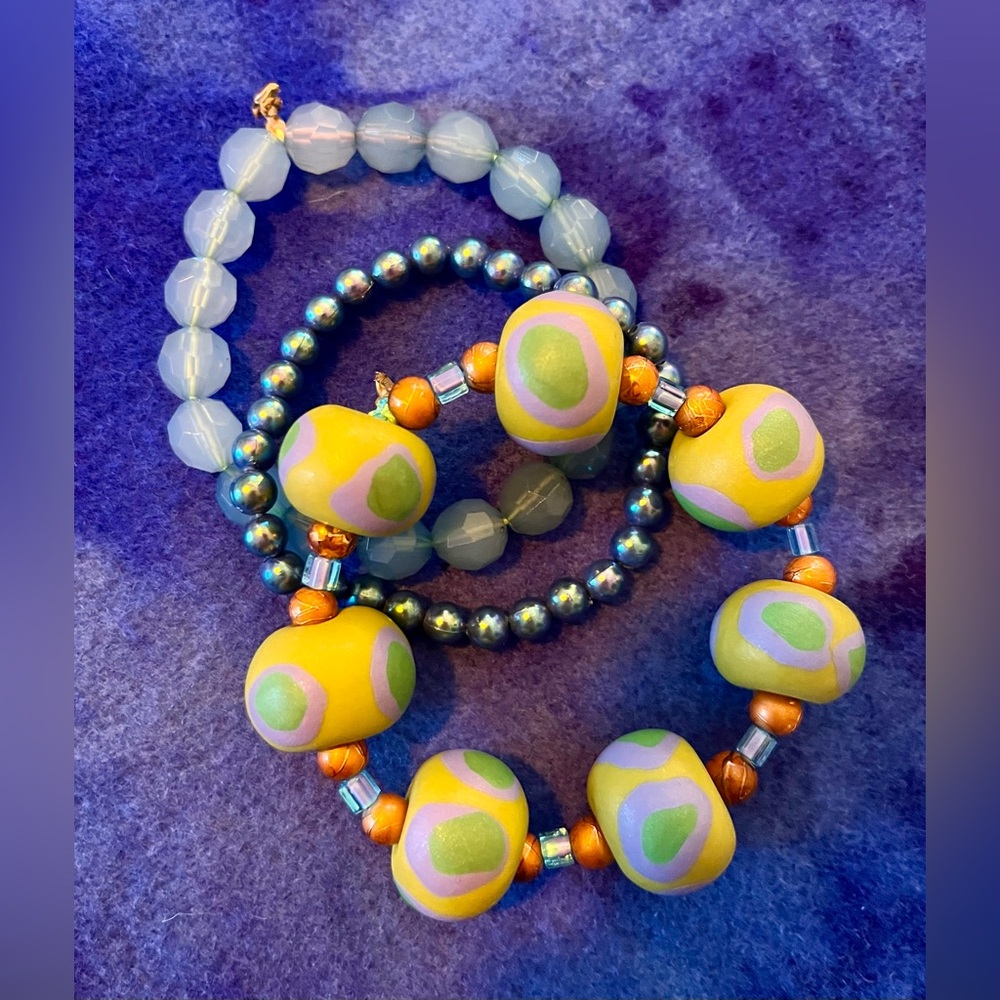 Bracelet Stack - Dreamy Blues & Oranges! 3-Piece Set